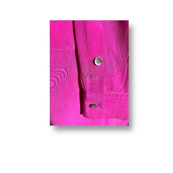 Two by Vince Camuto Medium Silk Blouse Fuchsia Button Down Office Career Preppy - Picture 5 of 8